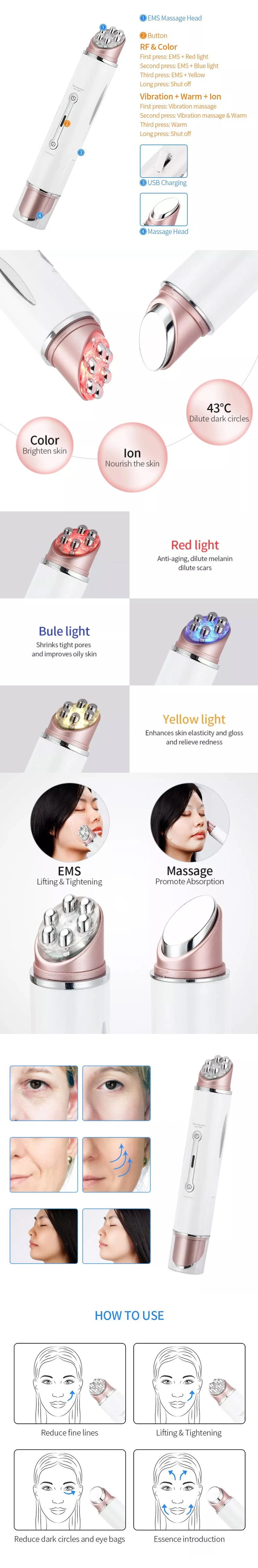 Handheld Eye Facial Skin Massage Brightening Brush Beauty Device